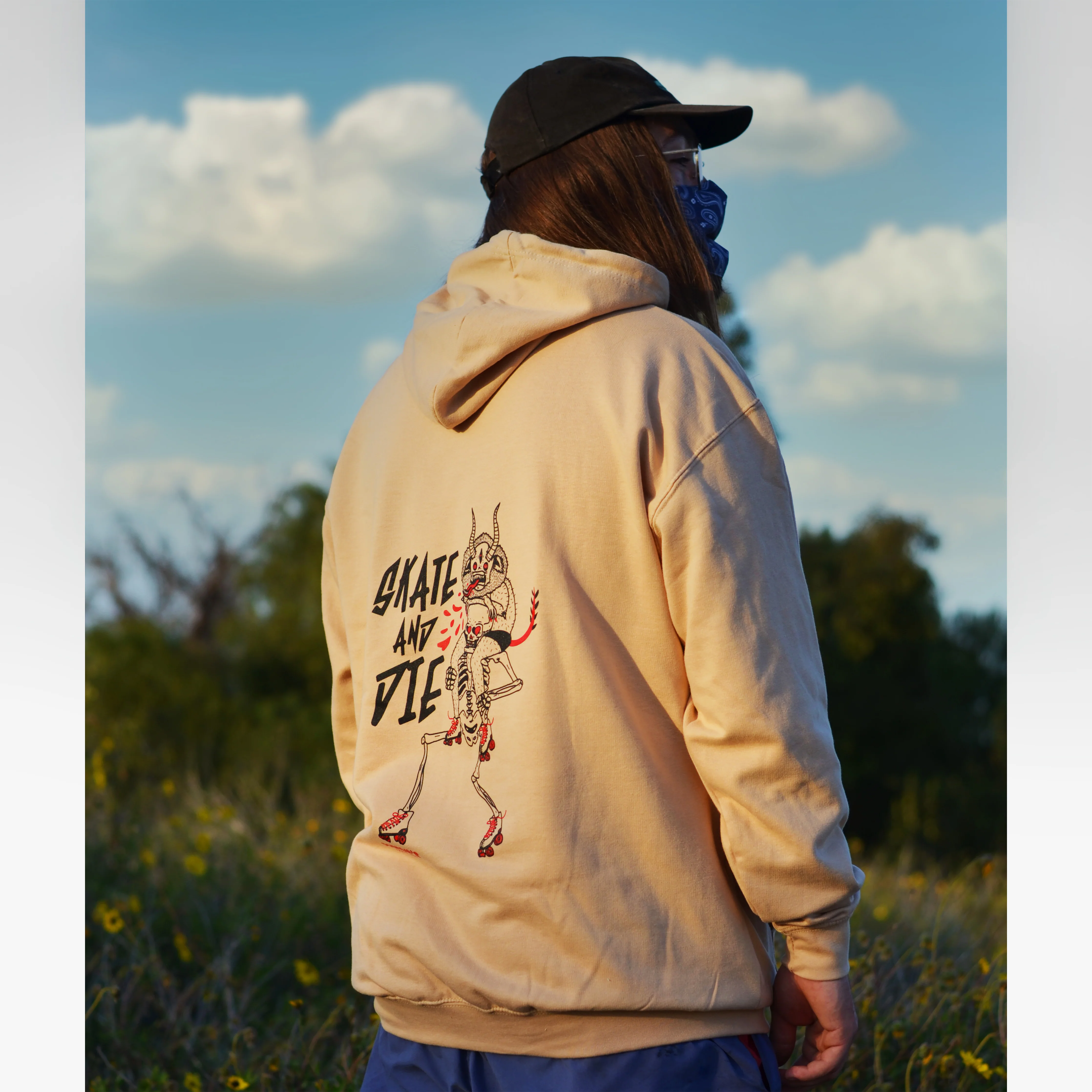 Shop Hoodie - SKATE AND DIE TAN - Image 5